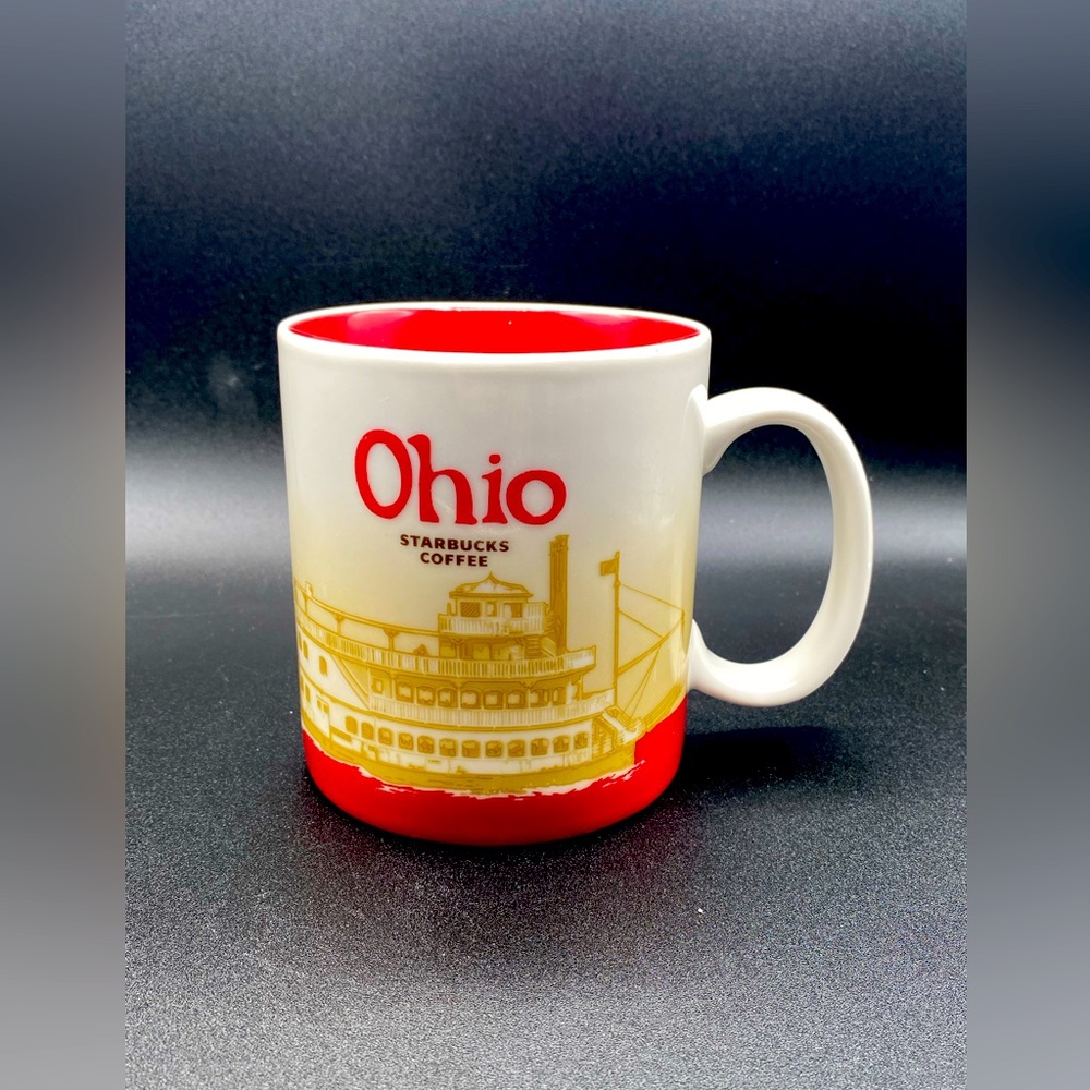Starbucks Coffee OHIO 2009 Collector Series 16 oz Steamboat Mug Red White